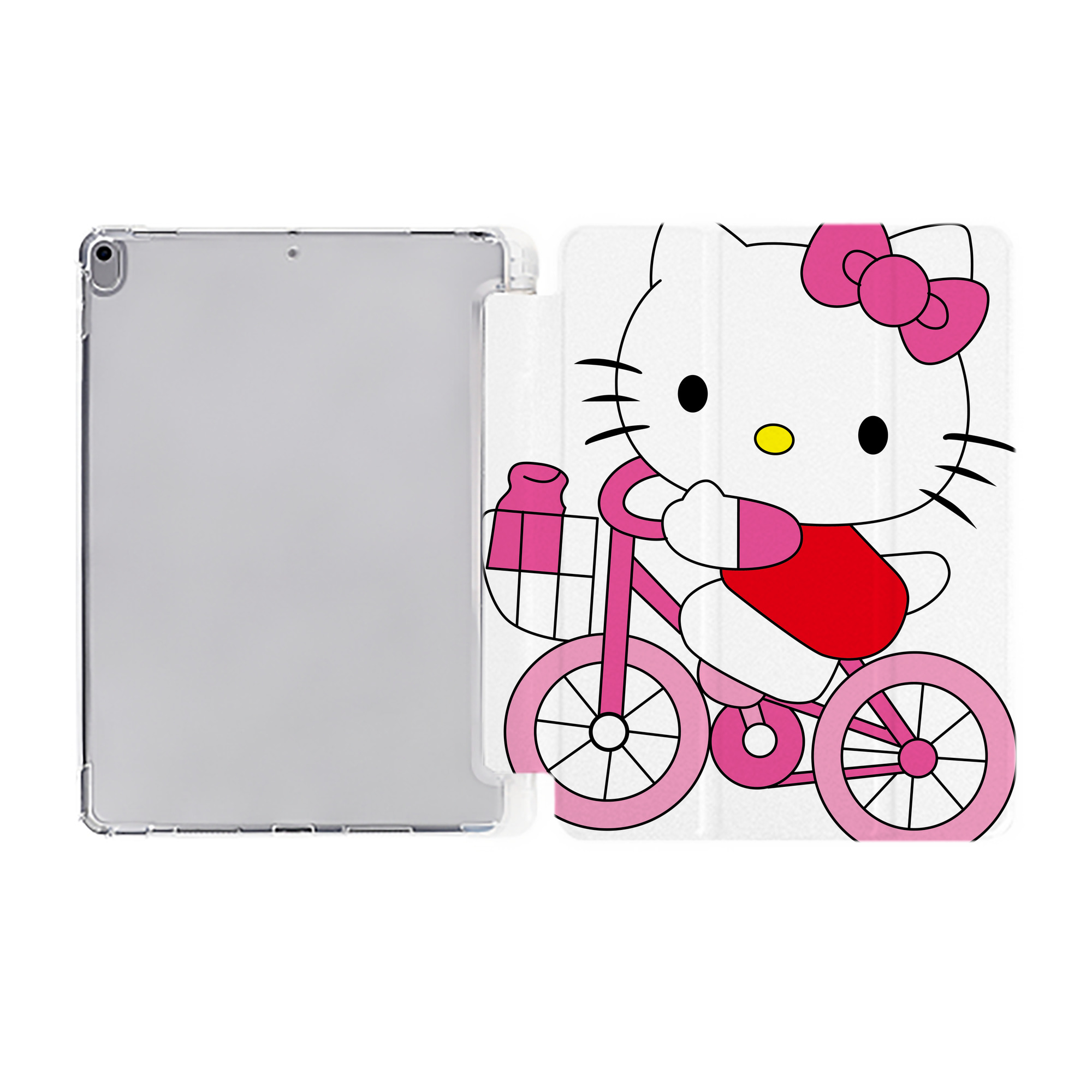 （画像用） Hello Kitty ハローキティ IPad ケース ペン収納付き 三つ折りスタンド PUレザー×シリコン 対応機種9.5/10.5/10.9インチ